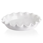 Sweejar Ceramic 11.5 Inches Pie Pan for Baking, Deep and Fluted Porcelain Round Pie Dish, Non-Stick Pie Plate for Pumpkin Pie, Apple Pie, Pie Pots with Morden Farmhouse Design(Beige)