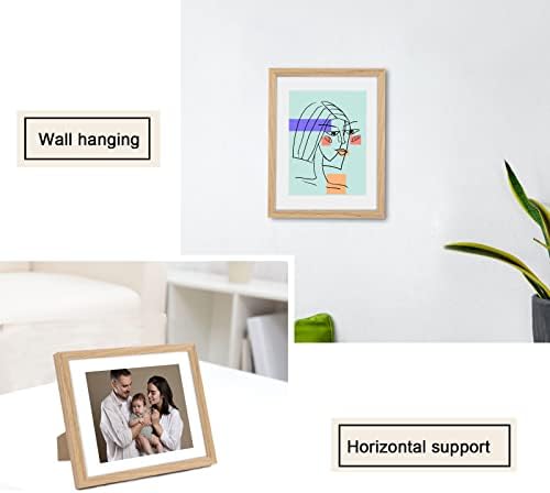 puthiac 8x10 Solid Oak Wood Picture Frame with 6x8 Mat, Natural Oak, 1 Pack