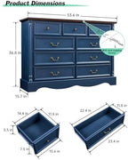 Farmhouse 9-Drawer Dresser with Charging Station for Bedroom
