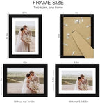 Hongkee 7x10 Picture Frame Set of 4, Made of Real Glass and Black Frame - Display 5.5 x 8.5 Diploma Frame with Mat or 7x10 Without Mat, 7 by 10 Photo for Wall or Tabletop