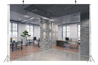 BELECO 15x10ft Fabric Modern Office Backdrop Video Conference Elegant Business Office Interior Brick Wall Windows Virtual Office Photo Background Live Video Zoom Calls Photoshoot Props (A10555-1510) - size: 15x10FT