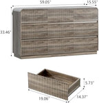 Wodeer Grey Dresser Fluted 9 Drawers Dresser for Bedroom, 59" Wide Wood Chest of Drawers with Hidden Handles & Rounded Corners, Modern TV Stand Storage Cabinet for Living Room, Hallway, Entryway, Gray