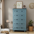 42.7'' Tall 5 Drawer Dresser for Bedroom, Vintage Blue Wood Storage Chest