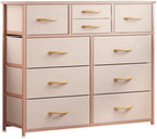 LUMTOK 10 Drawers Dresser with Fabric Bins for Bedroom,Closets，Dark Gray