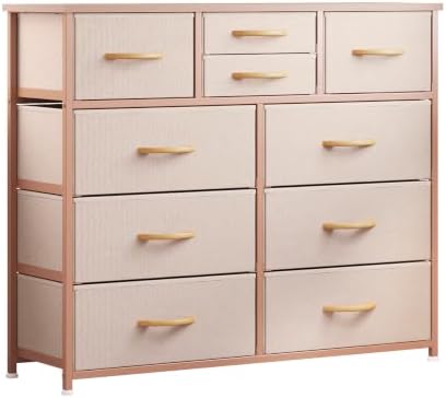 LUMTOK 10 Drawers Dresser with Fabric Bins for Bedroom,Closets，Dark Gray
