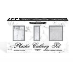 Party Essentials Medium Weight Plastic Cutlery Combo Set, Includes Knives/Forks/Spoons, 300 Pieces/100 Place Settings, Clear - color: Clear