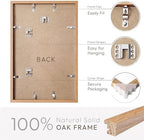 11x17 Picture Frame, Solid Oak Wood 11x17 Poster Frame with Mat to 8x12