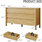 HOUROM Oak Dresser for Bedroom,51" Wide 7 Drawer Mid Century Modern Chest