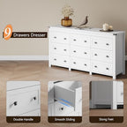 Xixini 59.1" Wide 9-Drawer Farmhouse Dresser for Bedroom, White