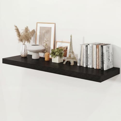 48" Black Floating Shelves 12inch Deep Wall Shelf, Set of 1