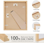 puthiac 6x8 Solid Oak Wood Picture Frame with 5x7 Mat, Natural Oak, 1 Pack