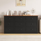 Furnify 9 Drawer Dresser, 59" Wide Dresser for Bedroom, Black