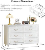 Chrangmay Modern Chest of Drawers with 6 Drawers,Deep Drawers,Clothes Organizer,Large Storage Cabinet for Living Room, Bedroom,Hallway,with Anti-Tipping Device,White