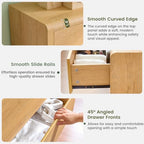 Modern 9 Drawers Dresser for Bedroom, 63” Wide Large Dressers & Chest of Drawers, Front Rounded Corner Handleless Design, Storage Dressers Organizer for Hallway, Living Room, Natural Color
