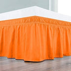 Orange Wrap Around Bed Skirts with 16" Drop - Three Sides Fabric Adjustable Elastic Dust Ruffle Silky Soft -600 TC Stretchy Bed Skirt-California King(72"X 84") Orange