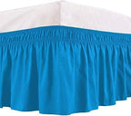 Turquoise Wrap Around Bed Skirts - Three Sides Fabric Adjustable Elastic Dust Ruffle Soft -600 TC Stretchy Bed Skirt-California King(72"X 84") Turquoise