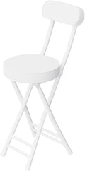 Folding Stool,Cushioned Padded Folding Bar Stool,24inch White Height Heavy Duty Portable Chair Stool with 300lbs Capacity for Kitchen Living Room Garden Camping Fishing