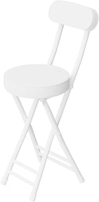 Folding Stool,Cushioned Padded Folding Bar Stool,24inch White Height Heavy Duty Portable Chair Stool with 300lbs Capacity for Kitchen Living Room Garden Camping Fishing