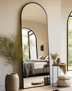 BEVERDY Arched Full Length Mirror - 18"58" Standing Mirror with Stand or Wall Mounted for Bedroom and Living Room - Black
