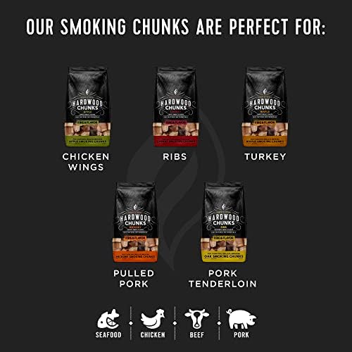 Fire & Flavor Apple Wood Chunks for Smoking and Grilling - All-Natural, Long-Lasting with a Mildly Sweet Flavor - Large Chunk Wood Chips for Smokers,Green 4 Pounds