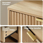 Amada Modern 7 Drawer Dresser, Fluted Wood Chest of Drawers, Natural Oak