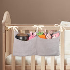Dormitory Bed-Bunk Organizing Bag Nappy-bags Organizer Bedside Hanging Bags Milk Bottle Bib-Storage Bag Crib Organizer Bag Baby Nappy-Bag cotton (Light grey)