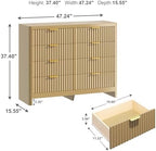 Fluted 8 Drawer Dresser for Bedroom, 47" Wide Modern Chest of Drawers with Metal Handle & Storage, Wooden Dresser TV Stand, Closet Clothes Storage Organizer for Living Room, Natural Oak Dresser