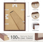puthiac 6x8 Solid Oak Wood Picture Frames, Walnut, 3 Pack