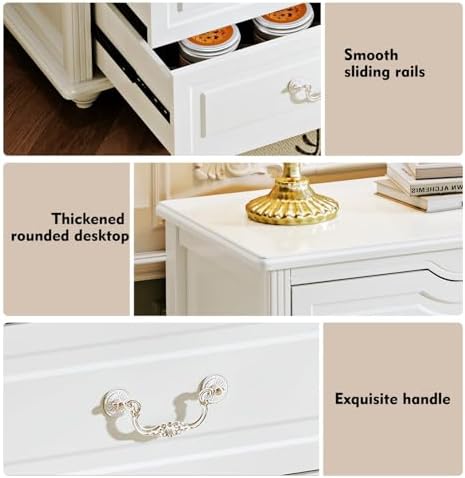 Chrangmay Modern 6 Drawers Dresser Chests for Bedroom,TV Stand,47.2 Wide Chest of Drawers with Handle,Clothes Organizer,Large Storage Cabinet for Living Room,Hallway,with Anti-Tipping Device,Cream