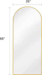 ITSRG Floor Mirror, Full Length Mirror with Stand, Arched Wall Mirror, 26"x68" Mirror Full Length, Gold Floor Mirror Freestanding, Wall Mounted Mirror for Bedroom Living Room, Gold