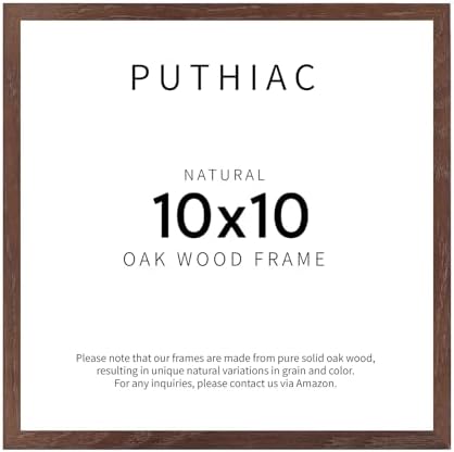 puthiac 10x10 Solid Oak Wood Picture Frame, Walnut, 1 Pack