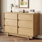 HOUROM Oak Dresser for Bedroom, 47in Modern 6 Drawer Chest of Drawers