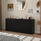 Bobve 70.9” Dresser for Bedroom with 9 Drawers, Large Modern Chest of Drawers with Deep Drawers, Wide Double Dresser Handle Free, Storage Organizer for Bedroom, Living Room, Hallway (Black)