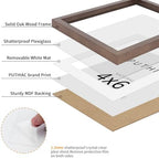 puthiac 4x6 Solid Oak Wood Picture Frame, Walnut, 1 Pack