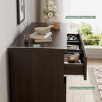 Jocoevol Modern Brown 7 Drawer Dresser for Bedroom, Simply Chest of Drawers, Wood Storage Dresser with Deep Drawers for Living Room Hallway Entryway, Brown