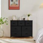 Sweetcrispy 7 Drawer Fabric Dresser for Bedroom Storage with Bins, Black