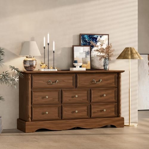 Farmhouse 8-Drawer Dresser with Charging Station for Bedroom