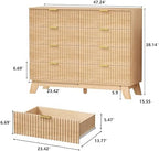 HUANLEGO 48" W Tall Fluted Dresser for Bedroom with 8 Drawer, Oak