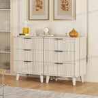 3 Drawers Nightstands Set of 2 w/Charging Station, Modern Fluted Dresser