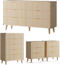 Modern Dressers and Nightstands Set 4-Piece, 2 Nightstands + 5 + 6-Drawers