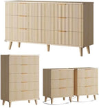 Modern Dressers and Nightstands Set 4-Piece, 2 Nightstands + 5 + 6-Drawers