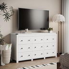 Xixini 59.1" Wide 9-Drawer Farmhouse Dresser for Bedroom, White