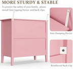 RoyalCraft 32" Large Nightstand Set of 2, Fluted Painted Wood Dresser with 3 Spacious Drawers, Modern Bedside Table for Bedroom, Living Room, Pink