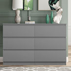 Vibe & Dine Grey Dressers for Bedroom, Double Dresser with 6 Drawers, Modern Chest of Drawers with Wide Storage for Closet, Bedroom, Living Room