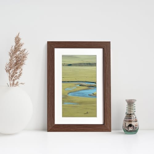 4x6 Picture Frame, Solid Oak Wood 4x6 Picture Frames with Mat to 3x5