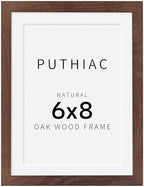 puthiac 6x8 Solid Oak Wood Picture Frame, Walnut, 1 Pack