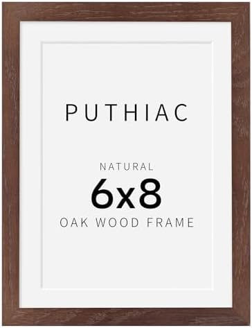 puthiac 6x8 Solid Oak Wood Picture Frame, Walnut, 1 Pack