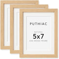 puthiac 5x7 Solid Oak Wood Picture Frames, Natural Oak, 3 Pack