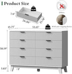Xixini Fluted Dresser with 8 Drawers, 54" Wide Modern Chest of Drawers with Metal Handle, Wooden Dresser TV Stand, Wood Closet Clothes Storage Organizer for Bedroom, Living Room, Hallway, Solid White