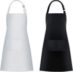 Jubatus 2 Pack Bib Aprons with 2 Pockets Cooking Chef Kitchen Apron for Women Men, Black & White